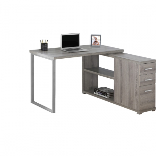 Left or Right Facing Corner Computer Desk in Reclaimed Dark Taupe